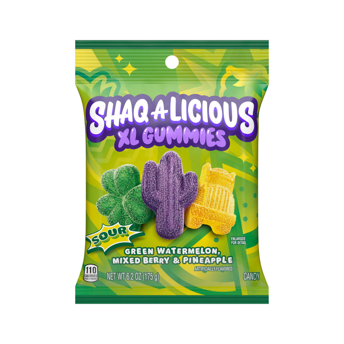 SHAQ-A-LICIOUS XL Gummies Sour (Pineapple, Mixed Berry and Green Watermelon) 6.2oz (Best Before 31 Oct 2025)