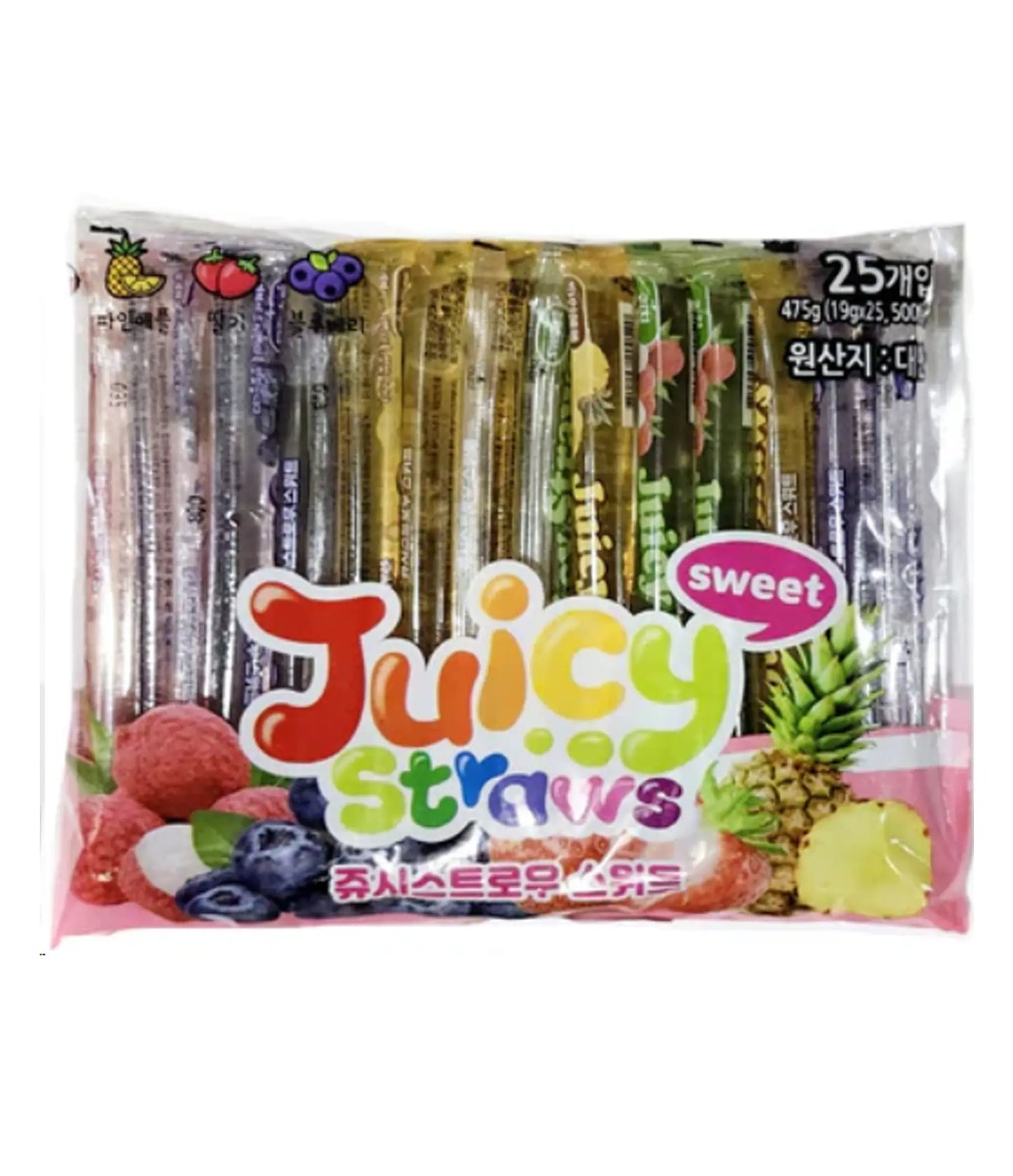 Juicy Straw Jelly (Leechy+ Strawberry+ Blueberry+ Pineapple) 12/25/19g