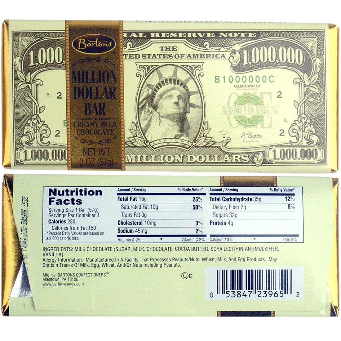 Bartons Million Dollar Milk Chocolate Bar 57g