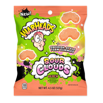 Warheads Sour Clouds Peg Bag Peach 127g x 12