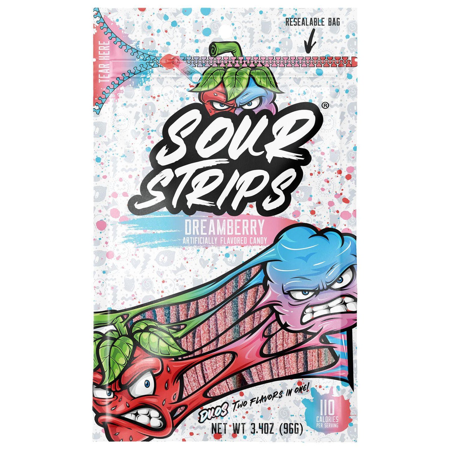Sour Strips Duos Doubleberry Flavored Peg Bag 96 g x 12