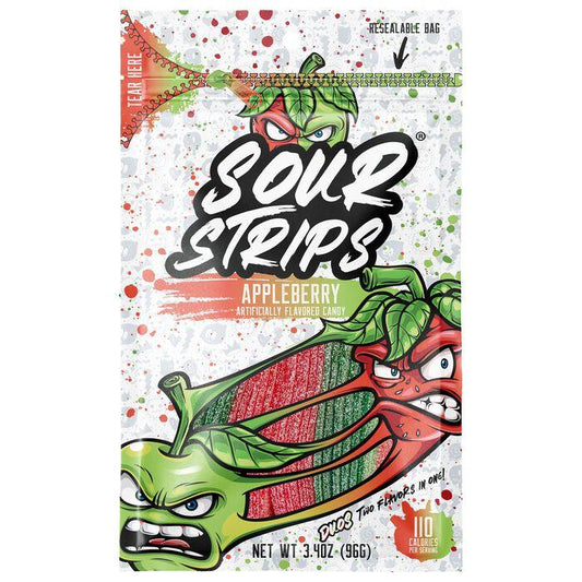 Sour Strips Duos Appleberry Flavored Peg Bag 96 g x 12