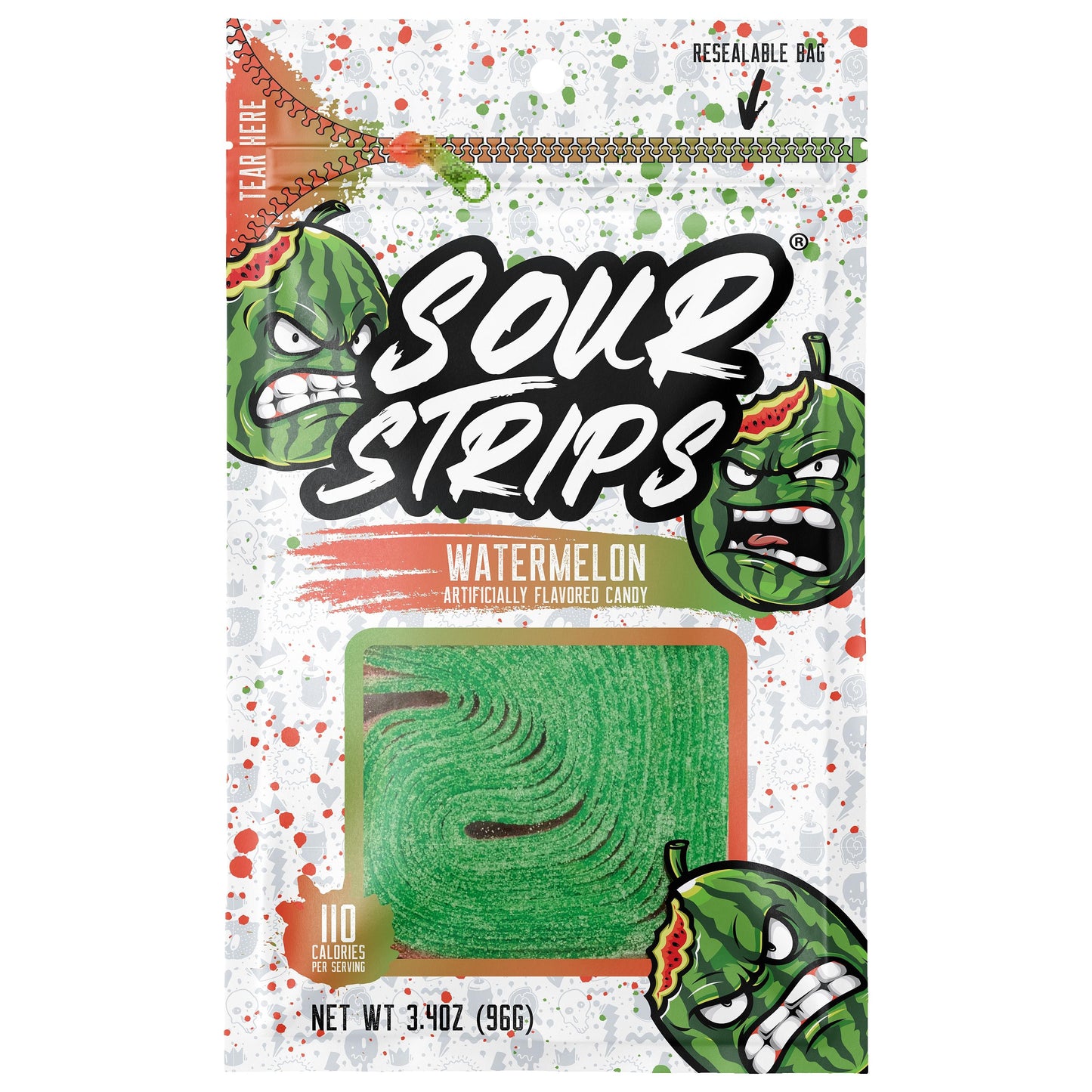 Sour Strips Watermelon Flavored Peg Bag 96 g x 12