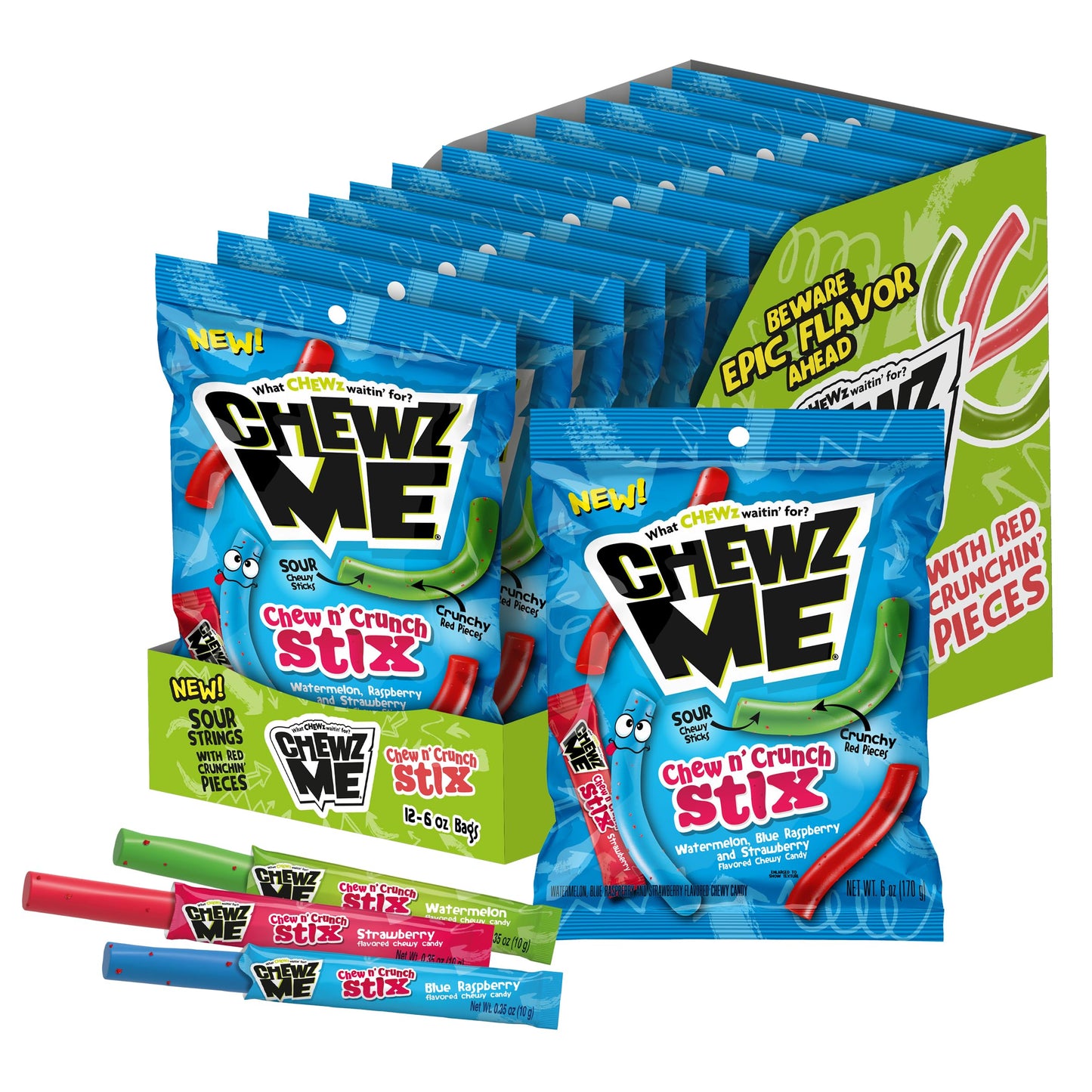 Colombina Chewz Me Chewy Sticks Peg Bags 6oz