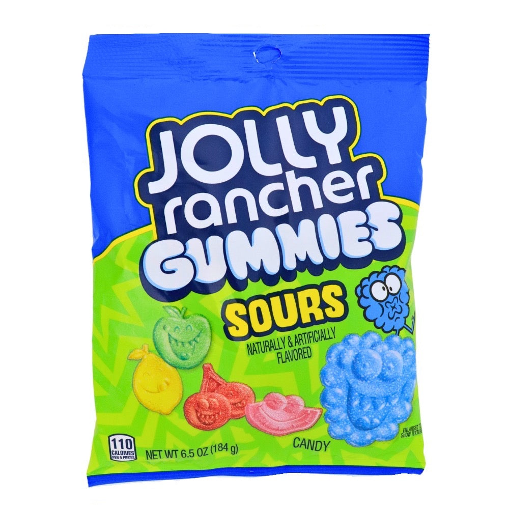 JOLLY RANCHER Gummies Sours Flavors Peg Bag 6.5 oz