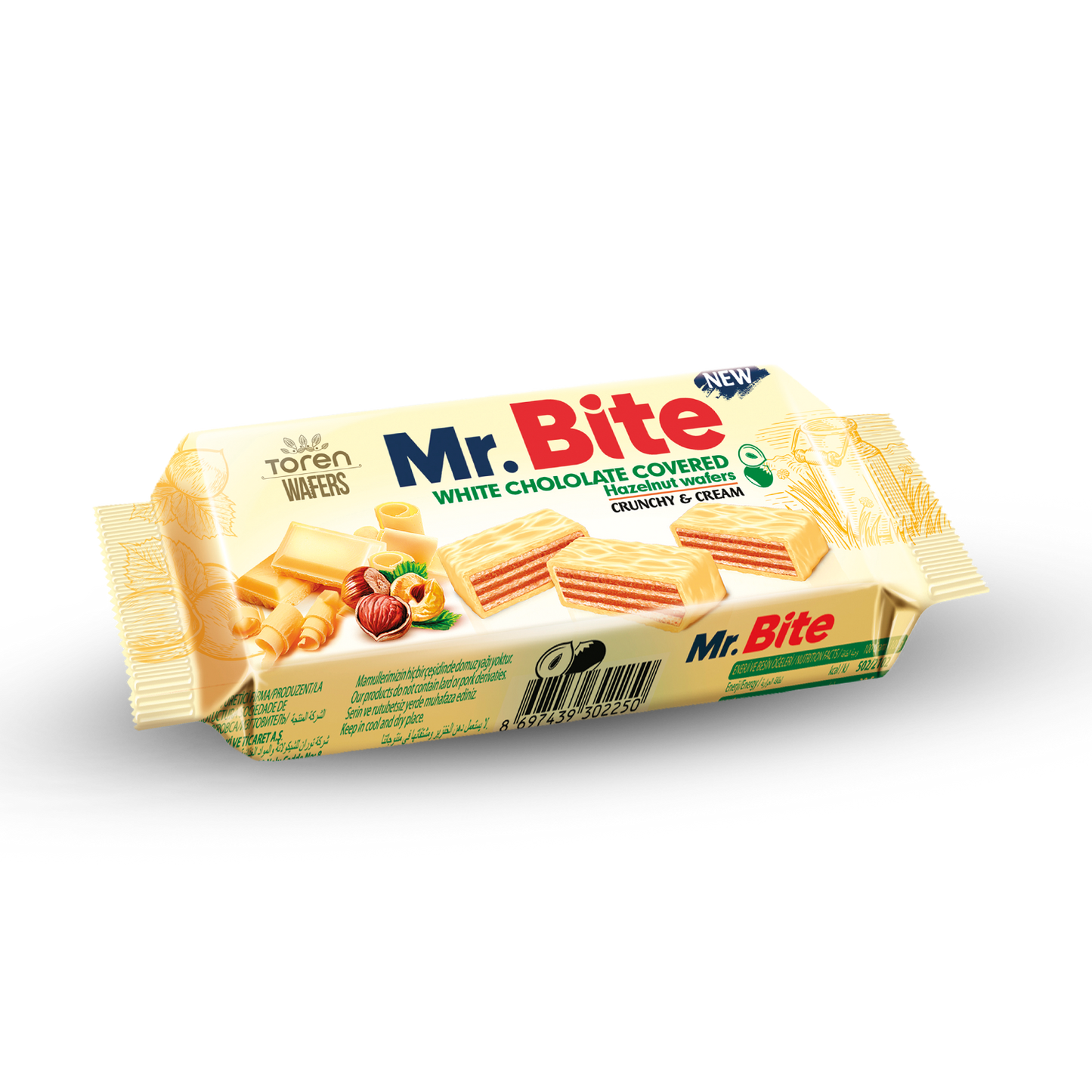 Mr Bite White Chocolate Coated Wafer Hazelnut Cream