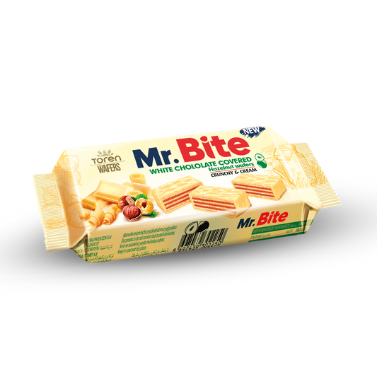 Mr Bite White Chocolate Coated Wafer Hazelnut Cream