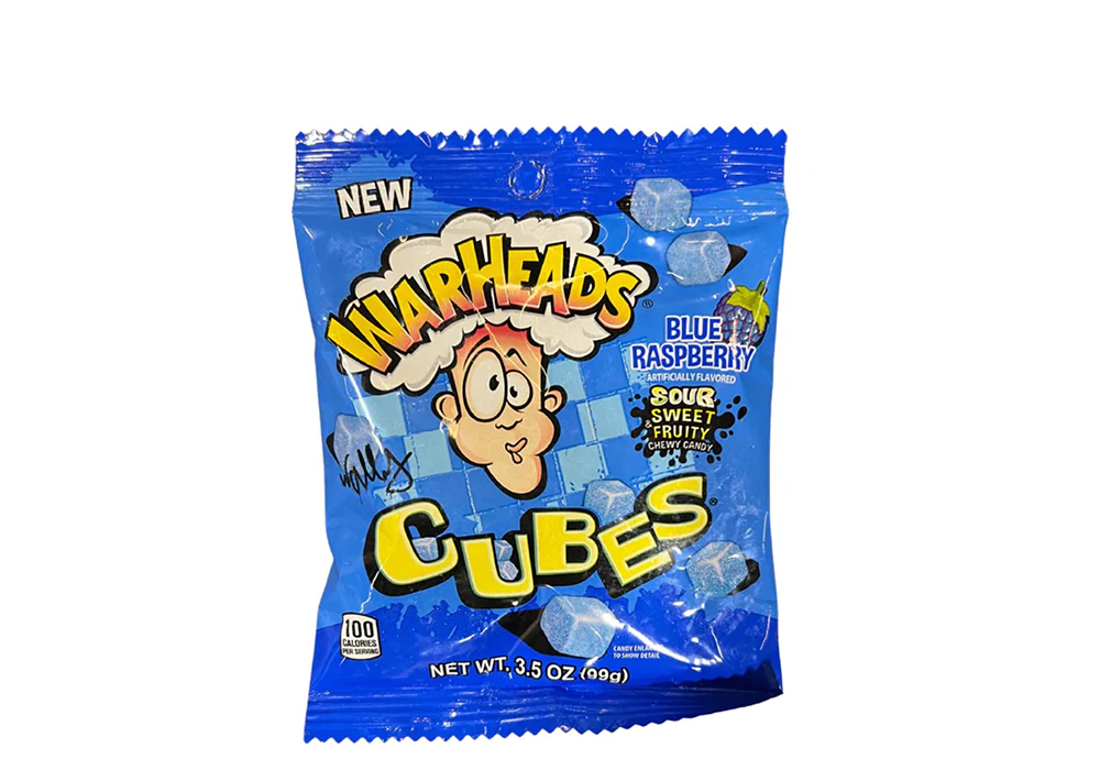 WARHEADS Blue Raspberry Cubes Peg Bag