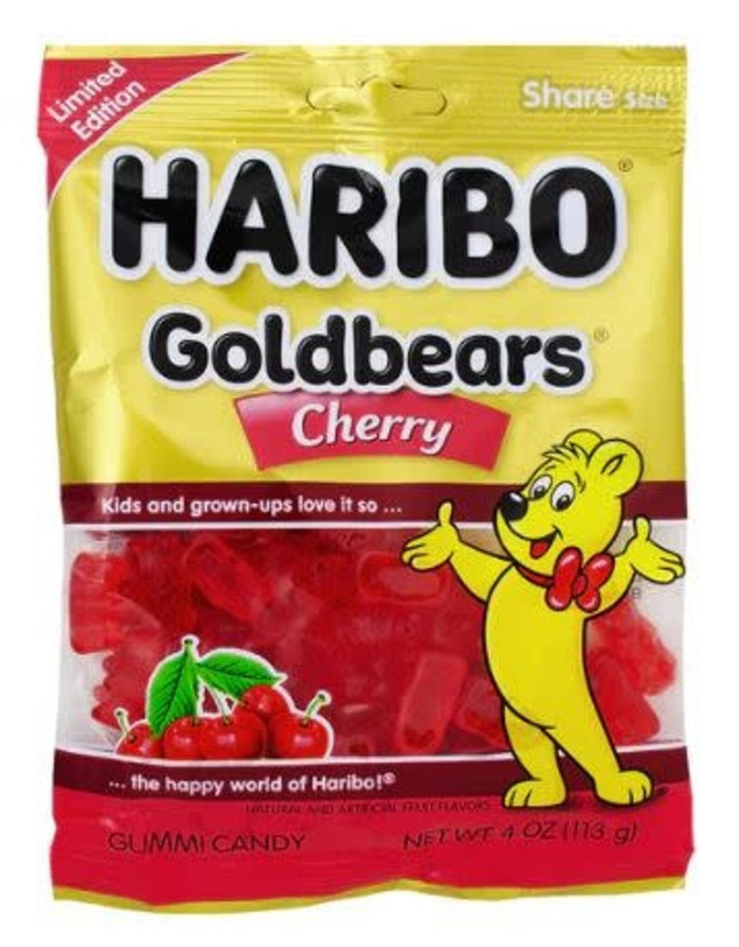 Haribo Peg Bag Gold Bears Cherry 4oz