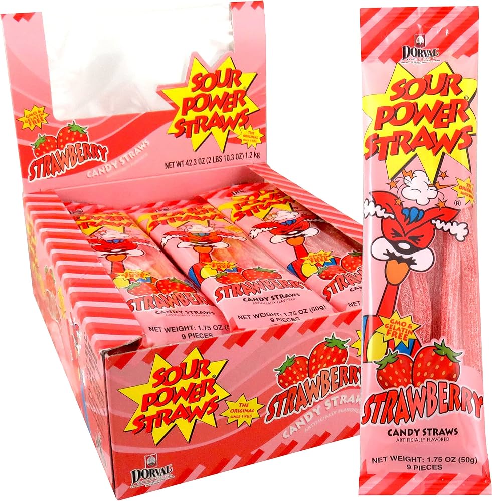 Dorval Sour Power Straws Strawberry