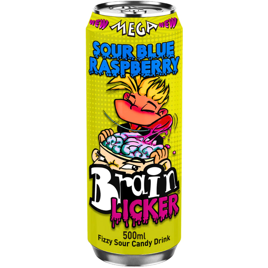 Mega Brain Licker Sour Blue Raspberry Fizzy Candy Drink British 500ml