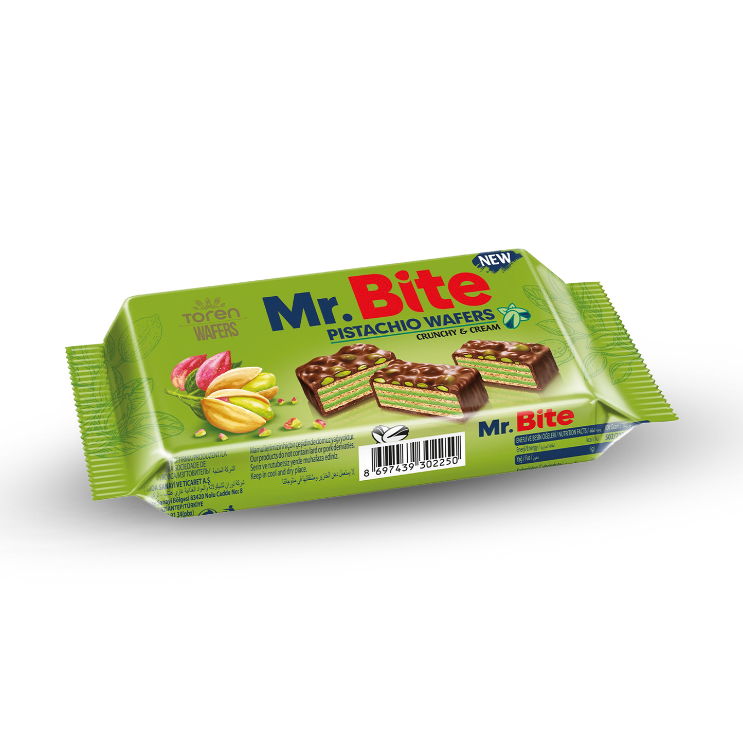 Mr Bite Chocolate Coated Wafer Pistachio Cream