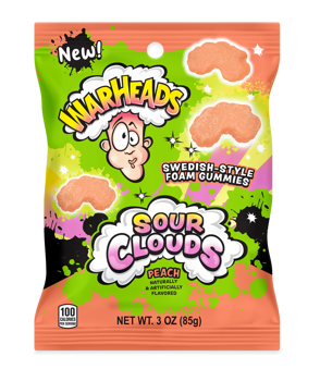 Warheads Sour Clouds Peg Bag Peach 3oz 1/12ct
