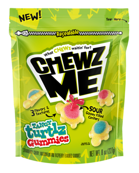 Colombina Chewz Me Sour Gummies Turtle Resealable 8oz - 8ct