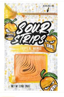 Sour Strips Tropical Mango Flavored Peg Bag 96 g x 12